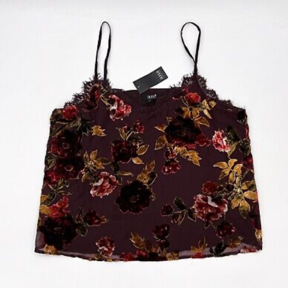 A.n.a Shirt Womens Extra Large Xl Brown Floral Blouse Cropped Lace